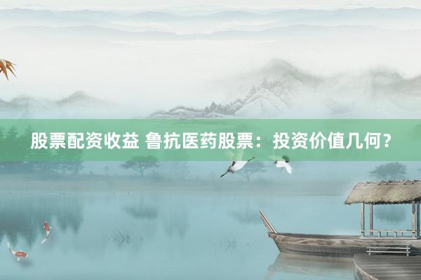 股票配资收益 鲁抗医药股票：投资价值几何？