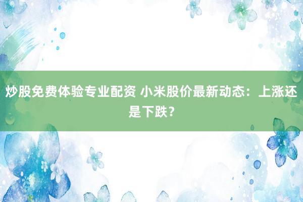 炒股免费体验专业配资 小米股价最新动态：上涨还是下跌？
