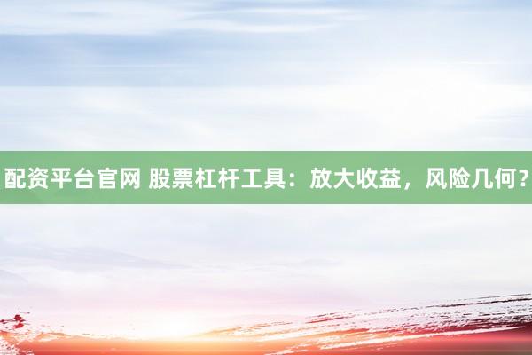 配资平台官网 股票杠杆工具：放大收益，风险几何？