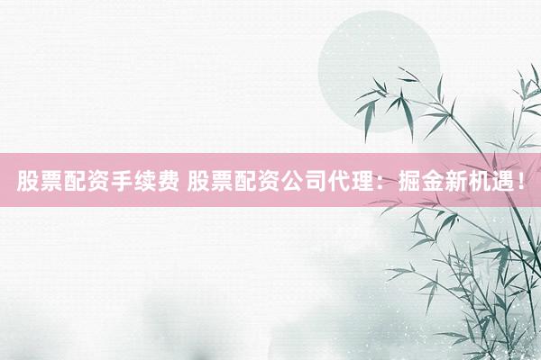 股票配资手续费 股票配资公司代理：掘金新机遇！