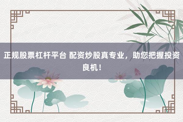 正规股票杠杆平台 配资炒股真专业，助您把握投资良机！