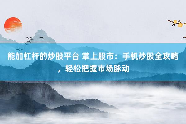 能加杠杆的炒股平台 掌上股市：手机炒股全攻略，轻松把握市场脉动