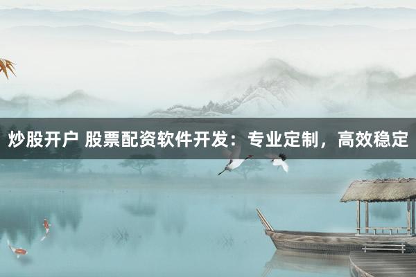 炒股开户 股票配资软件开发：专业定制，高效稳定