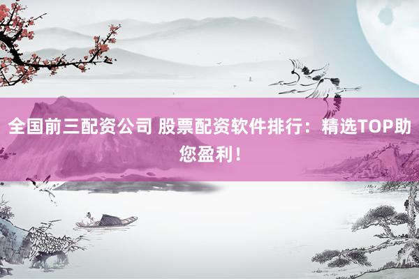 全国前三配资公司 股票配资软件排行：精选TOP助您盈利！