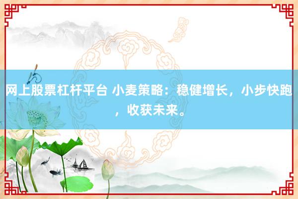 网上股票杠杆平台 小麦策略：稳健增长，小步快跑，收获未来。