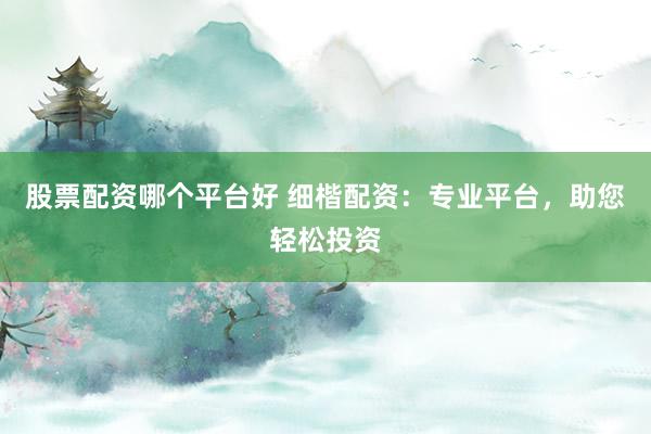 股票配资哪个平台好 细楷配资：专业平台，助您轻松投资