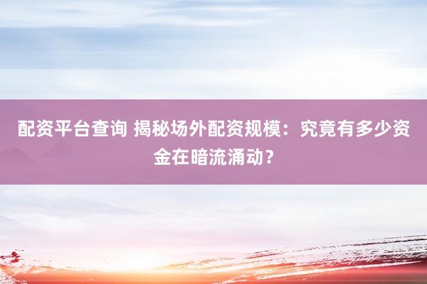 配资平台查询 揭秘场外配资规模：究竟有多少资金在暗流涌动？