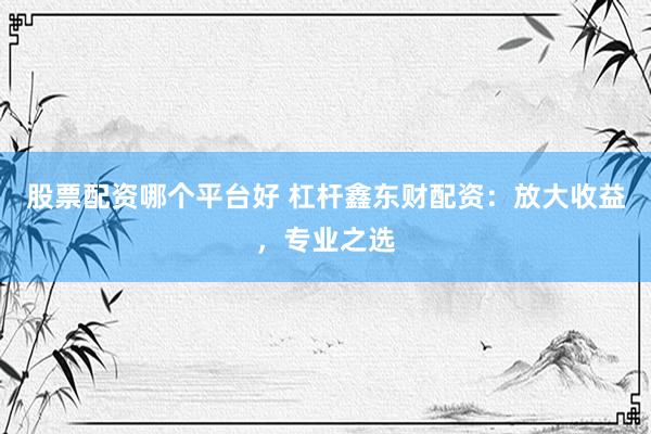 股票配资哪个平台好 杠杆鑫东财配资：放大收益，专业之选