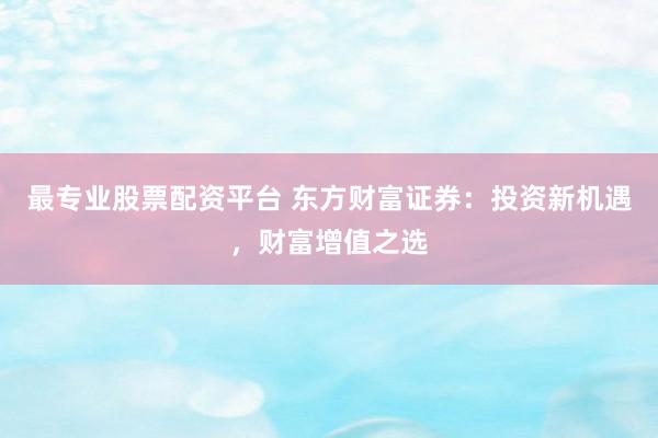最专业股票配资平台 东方财富证券：投资新机遇，财富增值之选