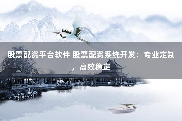 股票配资平台软件 股票配资系统开发：专业定制，高效稳定