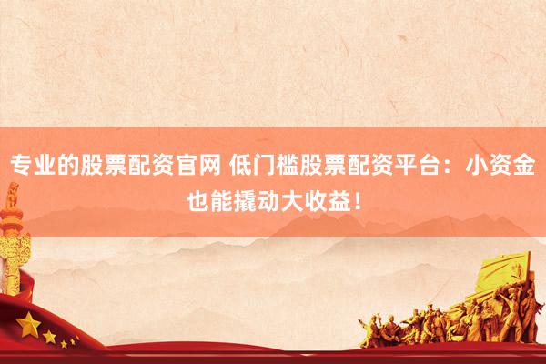 专业的股票配资官网 低门槛股票配资平台：小资金也能撬动大收益！