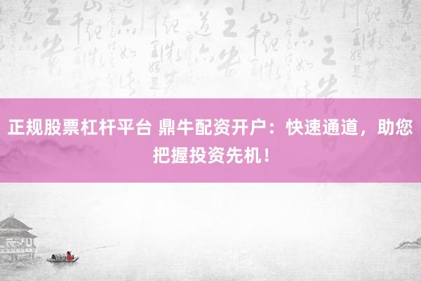 正规股票杠杆平台 鼎牛配资开户：快速通道，助您把握投资先机！