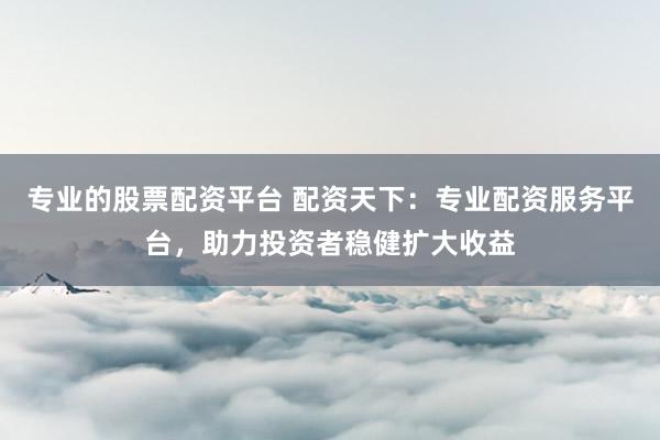 专业的股票配资平台 配资天下：专业配资服务平台，助力投资者稳健扩大收益