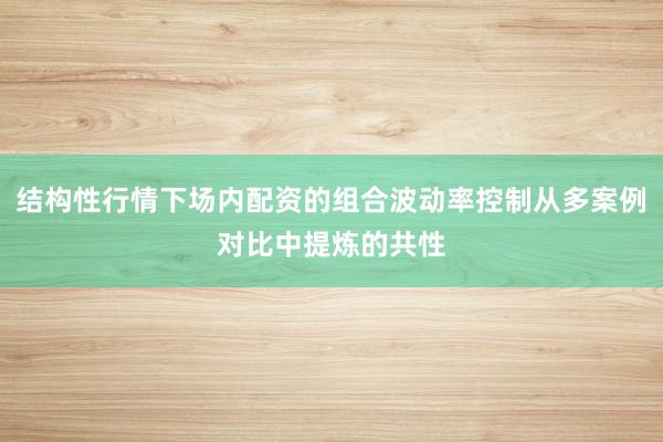结构性行情下场内配资的组合波动率控制从多案例对比中提炼的共性