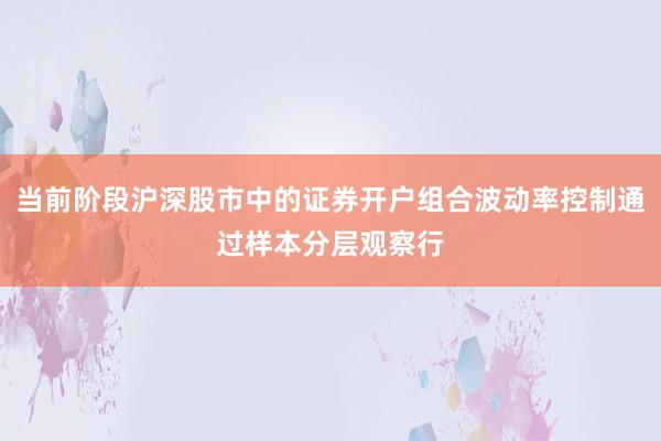 当前阶段沪深股市中的证券开户组合波动率控制通过样本分层观察行