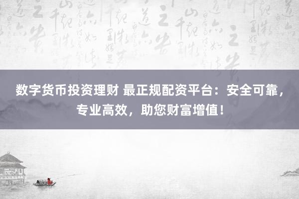 数字货币投资理财 最正规配资平台:安全可靠,专业高效,助您财富增值!