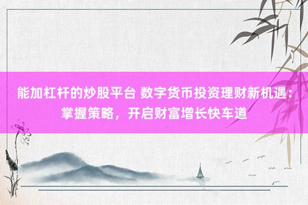 能加杠杆的炒股平台 数字货币投资理财新机遇：掌握策略，开启财富增长快车道