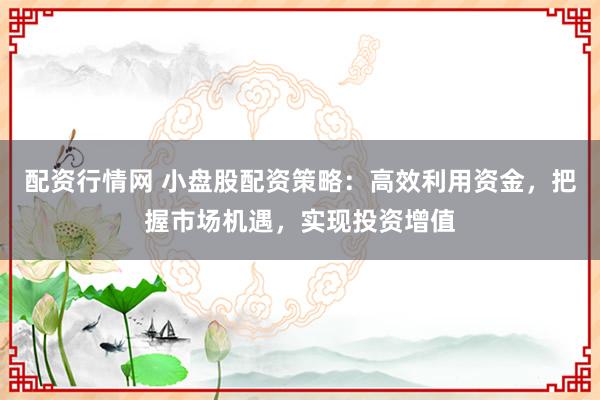 配资行情网 小盘股配资策略：高效利用资金，把握市场机遇，实现投资增值