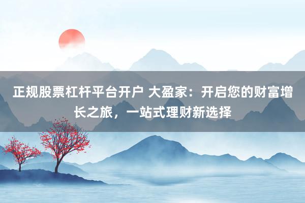 正规股票杠杆平台开户 大盈家：开启您的财富增长之旅，一站式理财新选择