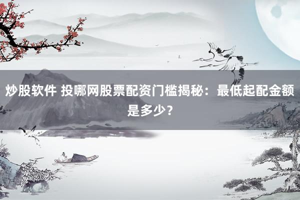 炒股软件 投哪网股票配资门槛揭秘：最低起配金额是多少？