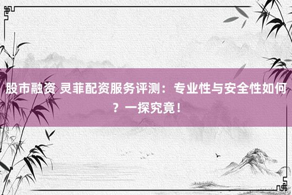 股市融资 灵菲配资服务评测：专业性与安全性如何？一探究竟！